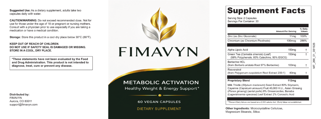 Official FIMAVYN Supplement Facts Panel